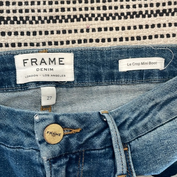 Frame le crop mini boot jeans with darker denim accents chic and sexy sz 27 - Picture 6 of 10